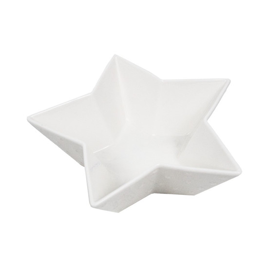 Imagem BOWL EM FORMATO DE ESTRELA DE CERÃMICA COR BRANCO 25X20X7,5CM - GRILLO 55075