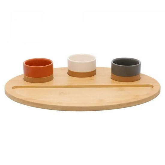 Imagem CONJUNTO 3 PETISQUEIRAS COM BANDEJA DE BAMBU 33CM X 25CM X 4CM - LYOR