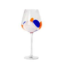 Imagem de JOGO DE 2 TAÇAS PARA VINHO EM VIDRO 500ML A23,5CM LARANJA/AZUL/BRANCO - FRACALANZA - Full Fit Industria Importacao E Comercio Ltda.