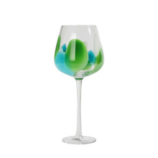 Imagem de JOGO DE 2 TAÇAS PARA VINHO EM VIDRO 500ML A23,5CM VERDE/AZUL/BRANCO - FRACALANZA - Full Fit Industria Importacao E Comercio Ltda.