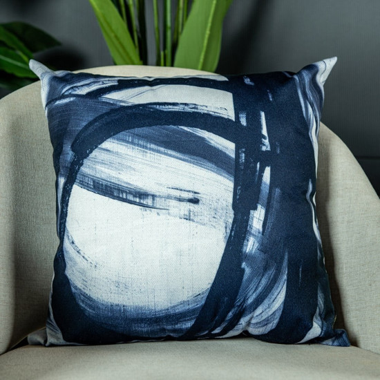 Imagem ALMOFADA VELVETEEN DECORATIVA 800 43 CM X 43 CM COR AZUL E BRANCO 