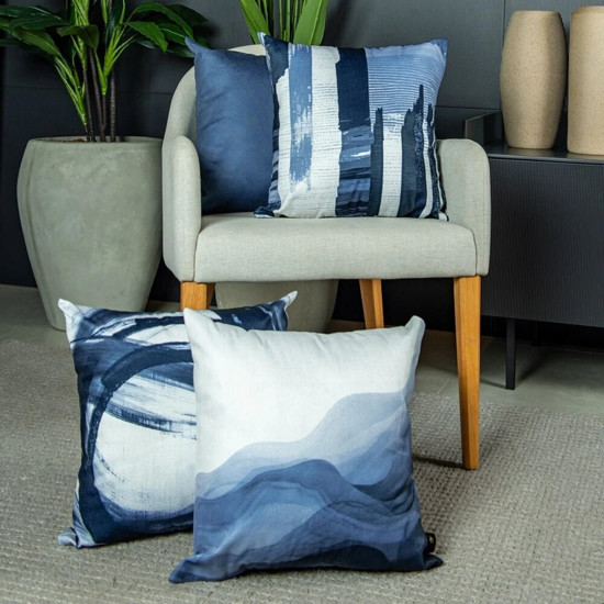 Imagem ALMOFADA VELVETEEN DECORATIVA 800 43 CM X 43 CM COR AZUL E BRANCO 