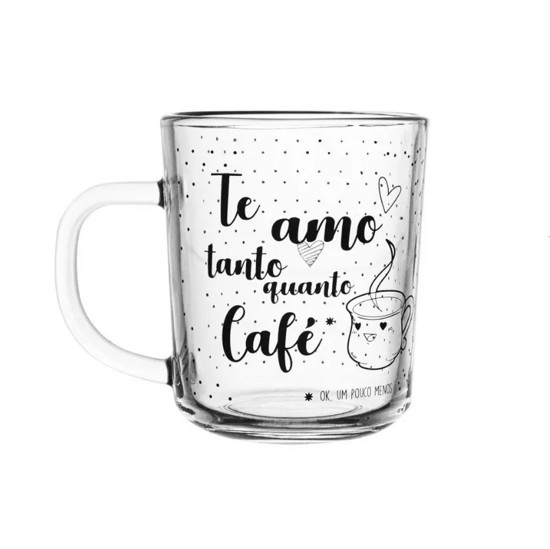 Imagem CONJUNTO COM 2 CANECAS EM VIDRO TE AMO TANTO QUANTO CAFÉ 220ML 