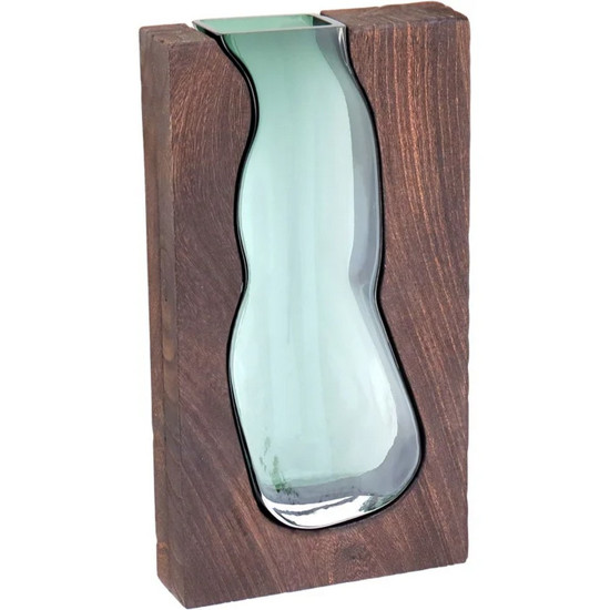 Imagem VASO DECORATIVO ENFEITE CASA VIDRO 24X14X5CM COR VERDE