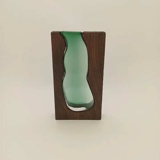 Imagem VASO DECORATIVO ENFEITE CASA VIDRO 24X14X5CM COR VERDE