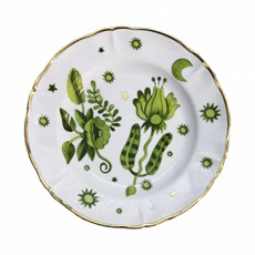 Imagem de PRATO PARA SOBREMESA DE PORCELANA ITALIANA BITOSSI DA COLEÇÃO FLORAL COM FILETE DOURADO 20,5 CM  - 6f Decoracoes Imp E Exp E Com Ltda