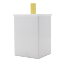 Imagem de PORTA ALGODÃO / COTONETE UNO COR BRANCO E GOLD 6,5X6,5X13CM  - Decor Acrilicos Industria De Artefatos Plasticos Ltda