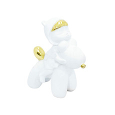 Imagem de ESCULTURA MENINA COM URSO EM RESINA COR BRANCO E DOURADO 15X07X14CM  - Lucatti Artes E Decoracoes Ltda