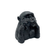 Imagem de ESCULTURA DECORATIVA MACACO EM RESINA COR PRETO 21X18X18CM  - Lucatti Artes E Decoracoes Ltda