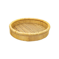 Imagem de BANDEJA REDONDA EM RATTAN E MDF COR NATURAL M 31X31X6CM  - Lucatti Artes E Decoracoes Ltda