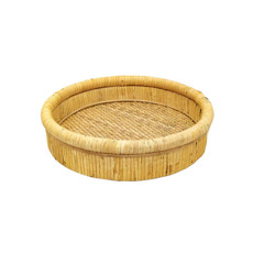 Imagem de BANDEJA REDONDA EM RATTAN E MDF COR NATURAL 27X27X6CM - LUCATTI  - Lucatti Artes E Decoracoes Ltda