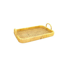 Imagem de BANDEJA DECORATIVA EM RATTAN E MDF P COM ALÇA 10X39X26CM  - Lucatti Artes E Decoracoes Ltda