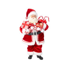 Imagem de PAPAI NOEL EM PÉ COM PRESENTES E BENGALA COR VERMELHO E BRANCO 30CM  - Cromus Embalagens Ind. E Com. Ltda