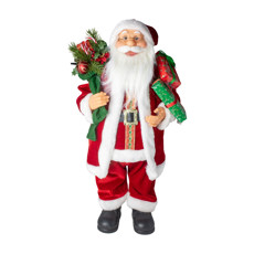 Imagem de PAPAI NOEL EM PÉ COM PRESENTES E SACO COR VERMELHO E BRANCO 60CM  - Cromus Embalagens Ind. E Com. Ltda