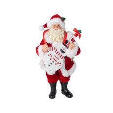 Imagem de PAPAI NOEL EM PÉ COM GUITARRA COR VERMELHO E BRANCO COM GLITTER 30CM  - Cromus Embalagens Ind. E Com. Ltda