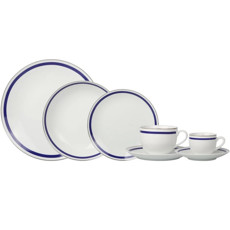 Imagem de APARELHO DE JANTAR EM PORCELANA SILVER RIM 42 PEÇAS COR AZUL - Full Fit Industria Importacao E Comercio Ltda.