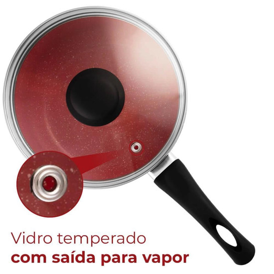 Imagem PANELA REVESTIMENTO ANTIADERENTE CERÂMICA DE INDUÇÃO PRETO E VERMELHO 18CM