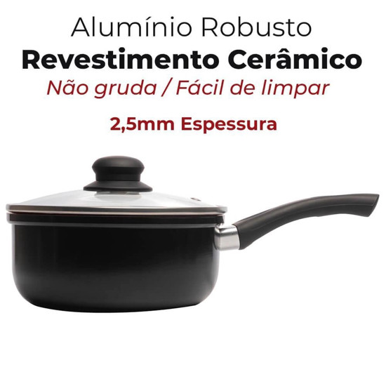 Imagem PANELA REVESTIMENTO ANTIADERENTE CERÂMICA DE INDUÇÃO PRETO E VERMELHO 18CM