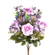 Imagem de BUQUÊ MISTO ROSA E HORTENSIA X 12 VIOLETA 30X45CM GRILLO 51258 - Grillo Ltda