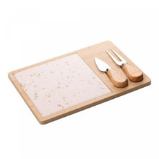 Imagem de CONJUNTO 4 PEÇAS PARA QUEIJO COM BANDEJA DE BAMBU E TÁBUA TERRAZO 17X25X2CM - Coliseu Presentes Ltda