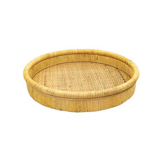 Imagem de BANDEJA REDONDA EM RATTAN E MDF COR NATURAL G 37X37X6CM  - Lucatti Artes E Decoracoes Ltda