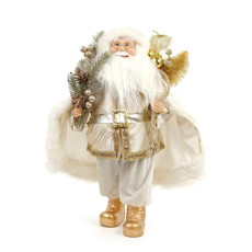 Imagem de PAPAI NOEL DECORATICO EM PÉ COM SACO DE PRESENTE COR BRANCO E DOURADO COM GLITTER 45CM - CROMUS  - Cromus Embalagens Ind. E Com. Ltda