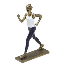 Imagem de ESCULTURA MULHER ATLETA COR DOURADO COM BRANCO E AZUL DE RESINA 15X5X24,5CM - MABRUK  - Mabruk Importacao E Comercio Eireli