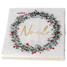 Imagem de GUARDANAPO EM PAPEL COM ESTAMPA GUIRLANDA NOEL 33X33CM 20 UNIDADES - CROMUS  - Cromus Embalagens Ind. E Com. Ltda