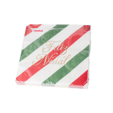 Imagem de GUARDANAPO EM PAPEL FELIZ NATAL COR BRANCO, VERDE E VERMELHO 33X33CM 20 UNIDADES - CROMUS  - Cromus Embalagens Ind. E Com. Ltda