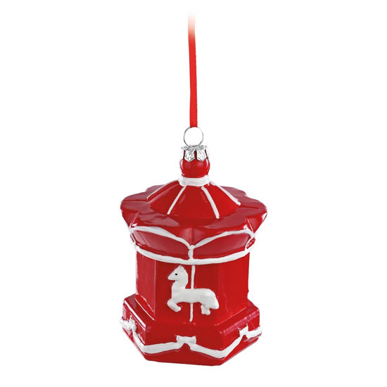 Imagem CARROSSEL DECORATIVO PARA PENDURAR DE PLÁSTICO COR VERMELHO COM BRANCO 8X8X12CM - CROMUS 