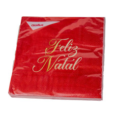 Imagem de GUARDANAPO DE PAPEL FELIZ NATAL COR VERMELHO COM DOURADO 33X33CM 20 UNIDADES - CROMUS - Cromus Embalagens Ind. E Com. Ltda