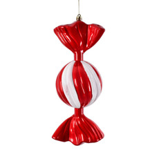 Imagem de BOMBOM DECORATIVO DE PLÁSTICO COR VERMELHO COM BRANCO 28CM - GRILLO 56486 - Grillo Ltda