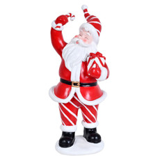 Imagem de PAPAI NOEL DECORATIVO SEGURANDO PRESENTE EM RESINA COR VERMELHO COM BRANCO 14X14X35CM GRILLO 56814 - Grillo Ltda