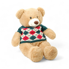 Imagem de URSO NATALINO DECORATIVO DE PELÚCIA 90X60X20 CM - Cromus Embalagens Ind. E Com. Ltda