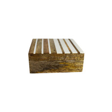Imagem de CAIXA RETANGULAR DECORATIVA EM MDF COM LISTRAS EM RESINA BRANCA - ENTRECASA - Inverno Verao Comercio De Modas E Decoracao Eireli