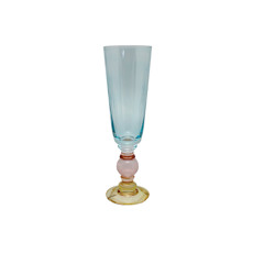 Imagem de TAÇA DE ESPUMANTE 250ML EM VIDRO AZUL TURQUESA E BASE AMBAR - RIBEIRO E PAVANI - Ribeiro E Pavani Com Imp Exp