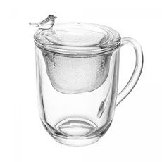 Imagem de CANECA COM TAMPA E FILTRO BIRD 350ML CRISTAL 12X14X8CM - WOLFF - Rojemac Impotacao E Exportacao Ltda