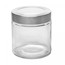 Imagem de POTE DE VIDRO 880ML COM TAMPA PRATA COM VISOR ACRILÍCO 13X11X11CM - LYOR - Coliseu Presentes Ltda