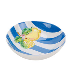 Imagem de BOWL REDONDO AZUL E BRANCO LISTRADO DE MALAMINA 4,5X19X19CM - ENTRECASA - Inverno Verao Comercio De Modas E Decoracao Eireli