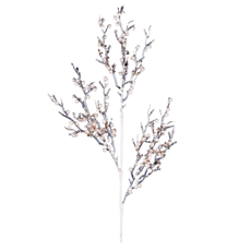 Imagem de HASTE DECORATIVA DE BERRIES BRANCAS PEROLADAS EM PLÁSTICO E METAL 47CM - GRILLO - Grillo Ltda