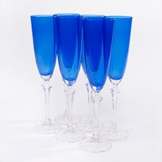 Imagem de JOGO COM 6 TAÇAS PARA CHAMPAGNE CRISTAL 200ML ELISABETH AZUL BOHEMIA - Etilux Industria E Comercio Ltda