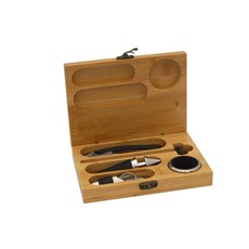Imagem de KIT DE ACESSÓRIOS PARA VINHO COM ESTOJO EM BAMBU 6 PEÇAS - So Marcas Comercial Ltda