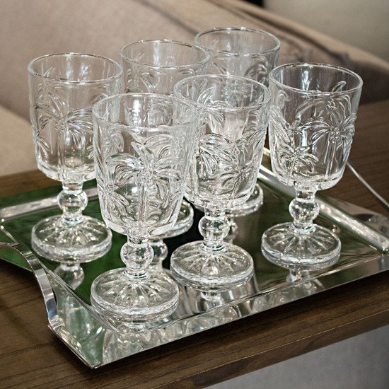 Imagem CONJUNTO 6 TAÇAS PARA ÁGUA DE VIDRO SODO-CALCICO TROPICAL PALM LYOR