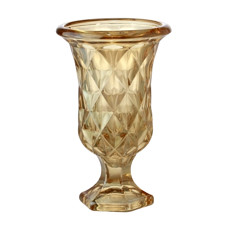 Imagem de VASO COM PÉ DE VIDRO DIAMOND AMBAR METALIZADO 14,5X11,5CM LYOR - Coliseu Presentes Ltda