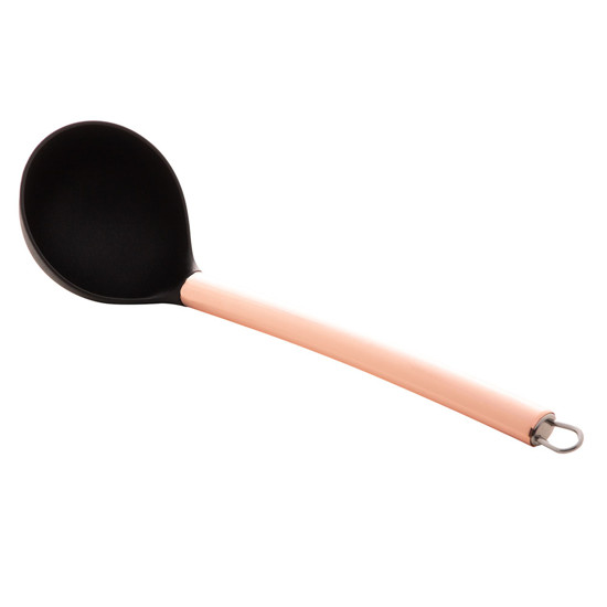 Imagem CONCHA DE NYLON PRETA COM CABO DE AÇO INOX ROSE 30CM