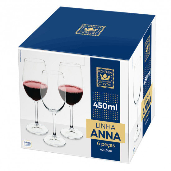 Imagem JOGO DE 6 TAÇAS PARA VINHO TINTO EM CRISTAL ECOLÓGICO 450ML BOHEMIA