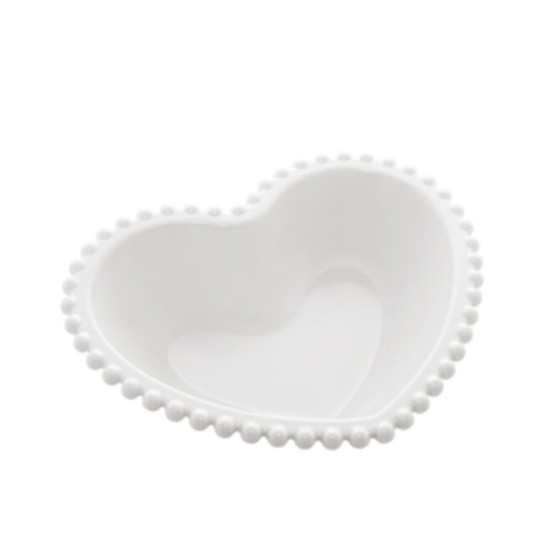 Imagem SALADEIRA PORCELANA CORACAO BEADS BRANCO 18X15X5CM - BON GOURMET