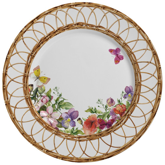 Imagem CONJUNTO 6 PRATOS RASOS  FLORES RATTAN- 2,2XØ28,5 CM