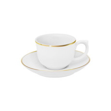 Imagem de XÍCARA PARA CAFÉ 100ML COM PIRES 11,5CM SOFIA COM BORDA EM OURO- OXFORD  - Oxford Porcelanas Sudeste Ltda