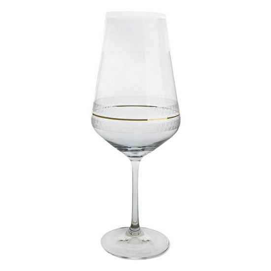 Imagem JOGO DE 6 TAÇAS PARA ÁGUA GOLD RIM EM CRISTAL ECOLÓGICO 550ML A25CM - BOHEMIA CRISTAL